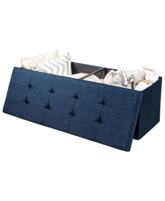 Fabric Folding Ottoman Storage Chest With Divider Bed End Bench
