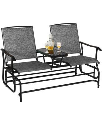 2 Person Outdoor Patio Double Glider Chair Loveseat Rocking