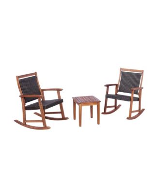 3PCS Patio Rocking Chair & Table Set Outdoor Conversation Bistro Set