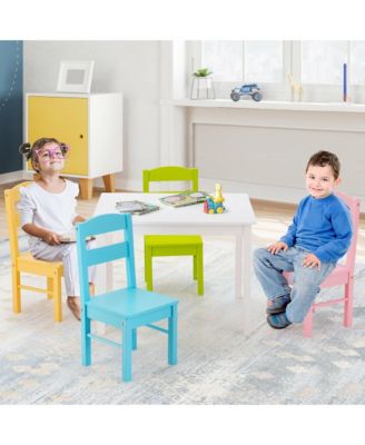 5 Piece Kids Wood Table Chair Set Activity Toddler Playroom Furniture