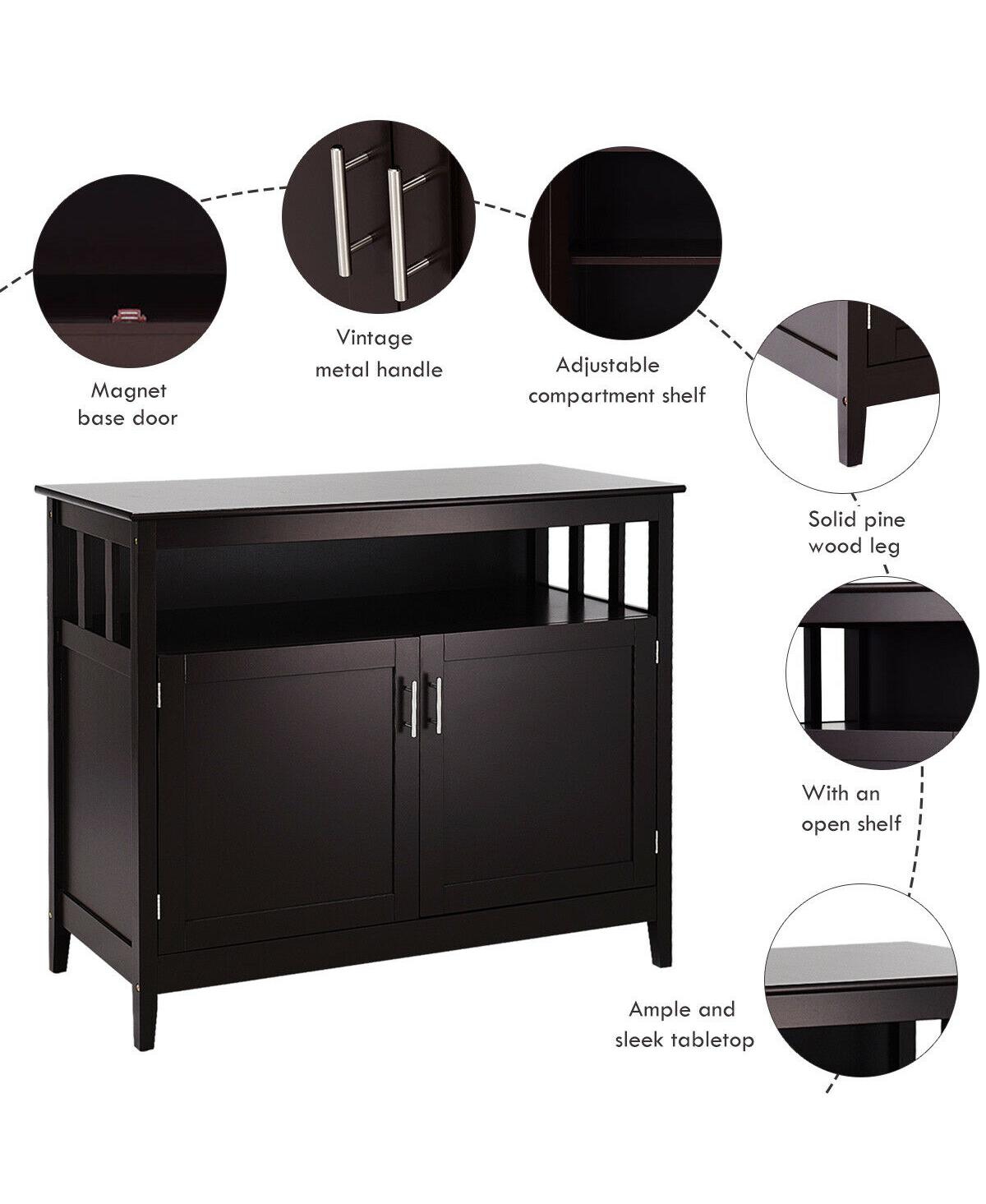Costway Modern Kitchen Storage Height Cabinet Buffet Server Table