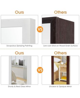 Wall Door Mounted Mirrored Jewelry Cabinet Storage Organizer