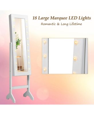 Mirrored Jewelry Cabinet Organizer w/18 LED lights