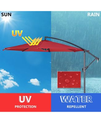 10' Hanging Umbrella Patio Sun Shade Offset Outdoor Market W/t Cross Base