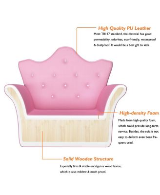 Pink Kids Sofa Armrest Chair Couch Children Toddler