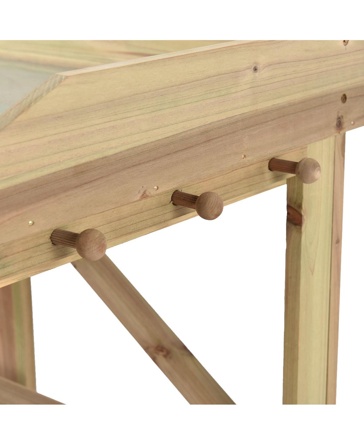 Outdoor Garden Wooden Potting Work Bench Station Planting Workbench W/ 3 Shelf