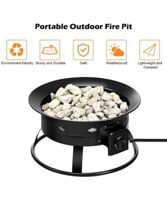 Portable Fire Pit Outdoor 58,000 BTU Propane Patio Lava Rocks Camping Events