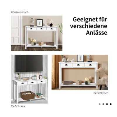 47" Console Table Hall Table Side Desk Accent Table Drawers Shelf Entryway