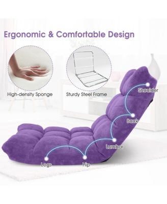 Adjustable 14-Position Floor Chair Folding Lazy Gaming Sofa Chair Cushioned