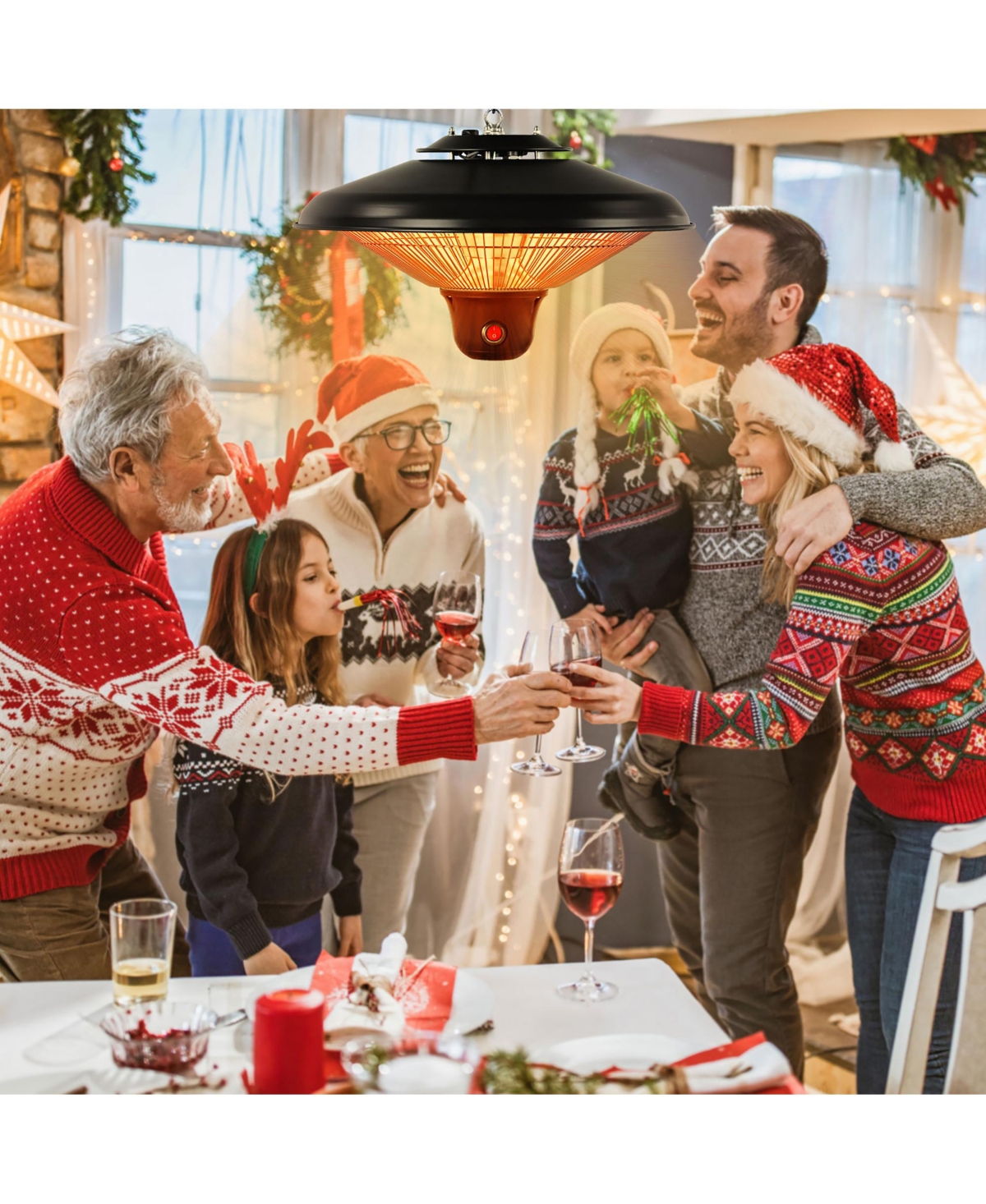 1500W Electric Hanging Heater Ceiling Mounted Infrared Heater w/Remote Control