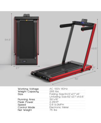 2-in-1 Folding Treadmill 2.25HP Jogging Machine w/ Dual LED Display
