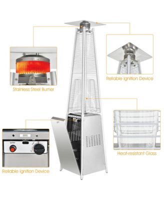 90'' Tall Pyramid Patio Heater Quartz Glass Tube Flame Heating 42000 BTU