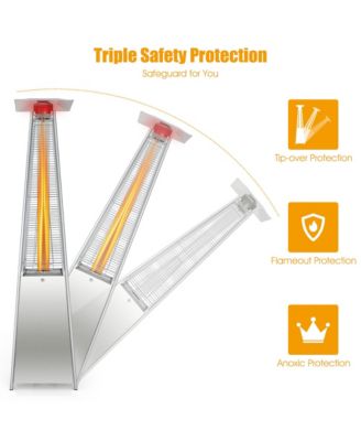 90'' Tall Pyramid Patio Heater Quartz Glass Tube Flame Heating 42000 BTU