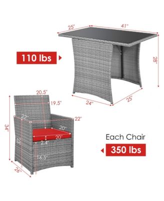 3PCS Patio Rattan Furniture Set Cushioned Sofa Armrest Garden