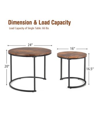 Nesting Coffee Table Set of 2 for Balcony Living Room Modern Round Side Tables