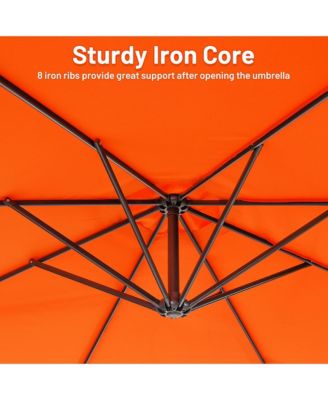 10 FT Patio Offset Umbrella w/8 Ribs Cross Base Tilt