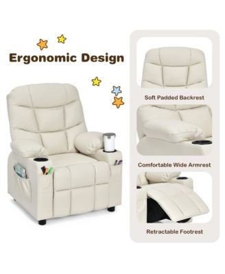 Kids Youth Recliner Chair PU Leather w/Cup Holders & Side Pockets