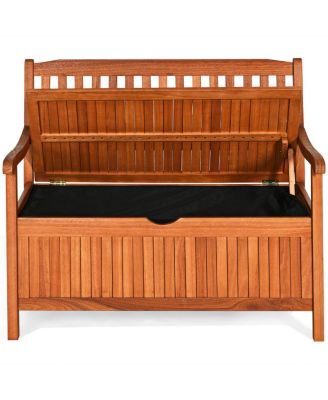 42'' Storage Bench Deck Box Solid Wood Seating Container Tools Toys