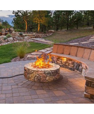 28'' Propane Gas Fire Pit Outdoor 40,000 BTUs Stone Finish Lava Rocks Cover