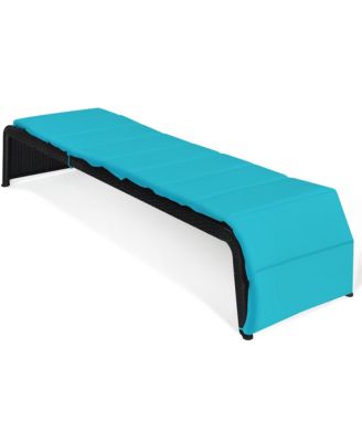 Patio Rattan Lounge Chair Chaise Recliner Back Adjustable Cushioned Garden