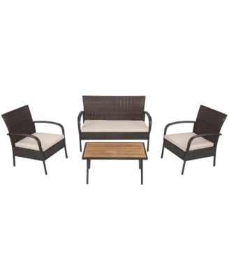4PCS Patio Rattan Furniture Set Outdoor Conversation Set