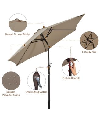 10Ft Outdoor Market Patio Table Umbrella Push Button Tilt Crank Lift