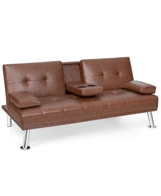 1 piece  Leather Convertible Folding Futon Sofa Bed