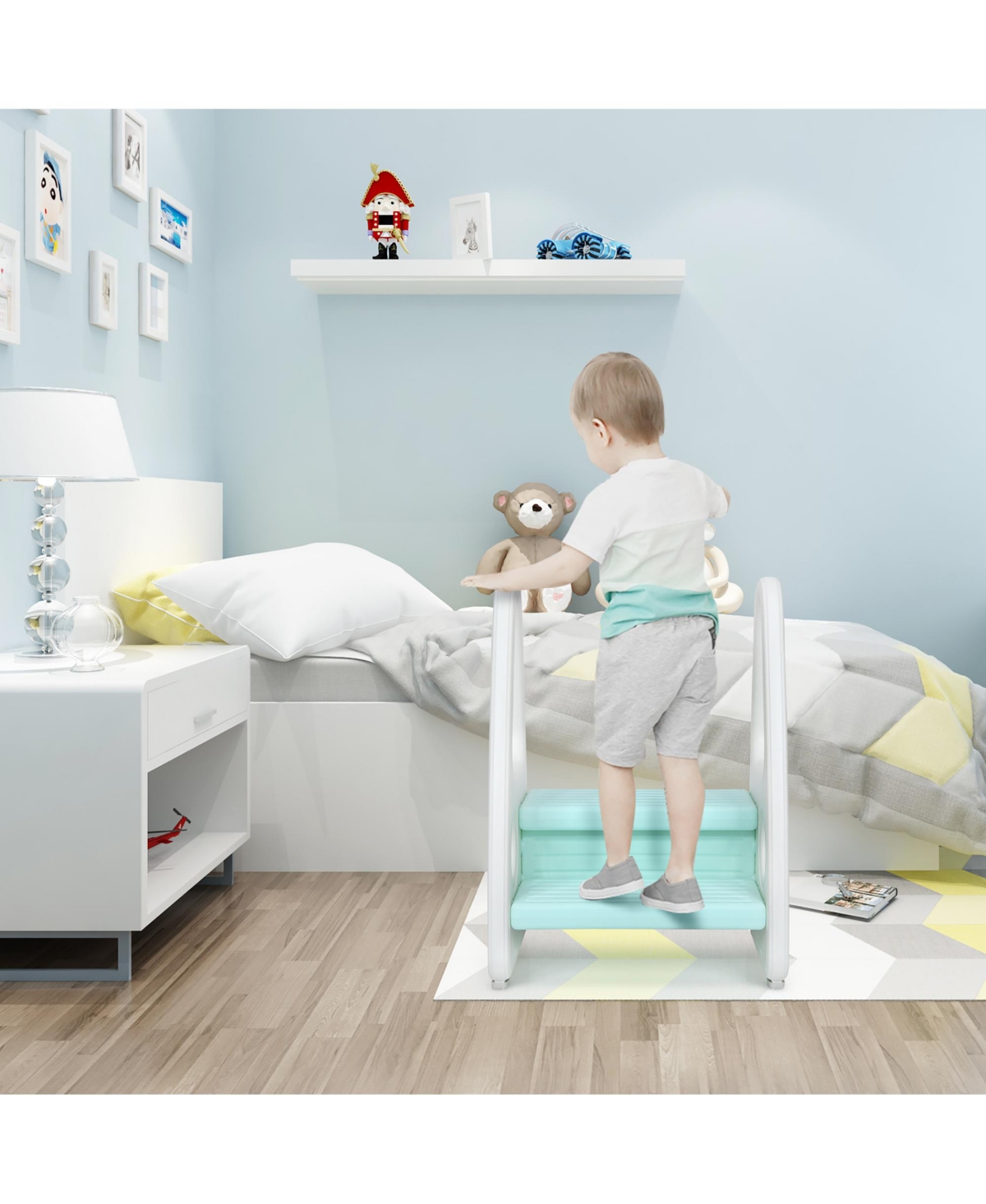 Costway Boys Step Stool Learning Helper w/Armrest for Kitchen Toilet Potty Training