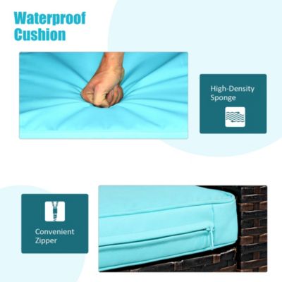 3PCS Patio Rattan Wicker Furniture Cushion Sofa Coffee Table