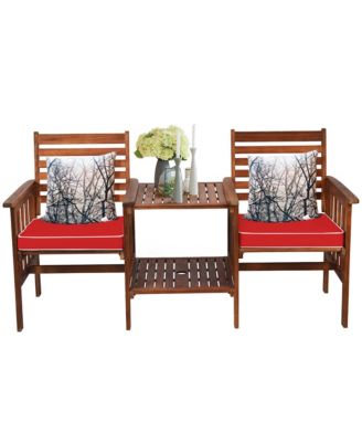 Patio Loveseat Conversation Set Acacia Wood Chair Coffee Table