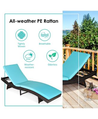Patio Rattan Folding Lounge Chair Chaise Adjustable