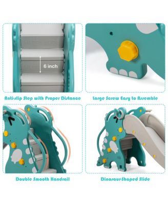 4 in 1 Kids Climber Slide Play Set w/Basketball Hoop & Toss Toy Indoor & Outdoor