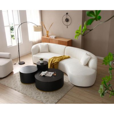 Streamdale Round Coffee Table Side Table For Living Room Fully Assembled Black