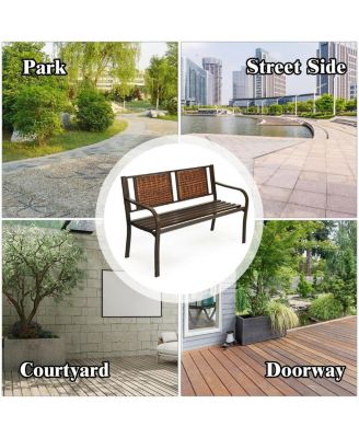 Patio Garden Bench with Powder Coated Steel Frame