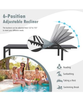 SUGIFT 6-Position Chaise Lounge Chairs with Rustproof Aluminium Frame