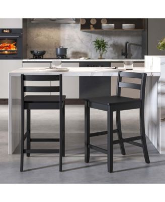 24-Inch Wooden Bar Stools Set of 2 with Ergonomic Backrest Counter Height Stools