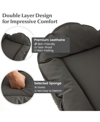 Adjustable Bar Stool Set of 2 Leathaire Bar Chairs with Padded Seat & Footrest