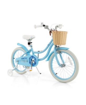 18-Inch Kids Bike with Training Wheels and Adjustable Handlebar Seat-Blue