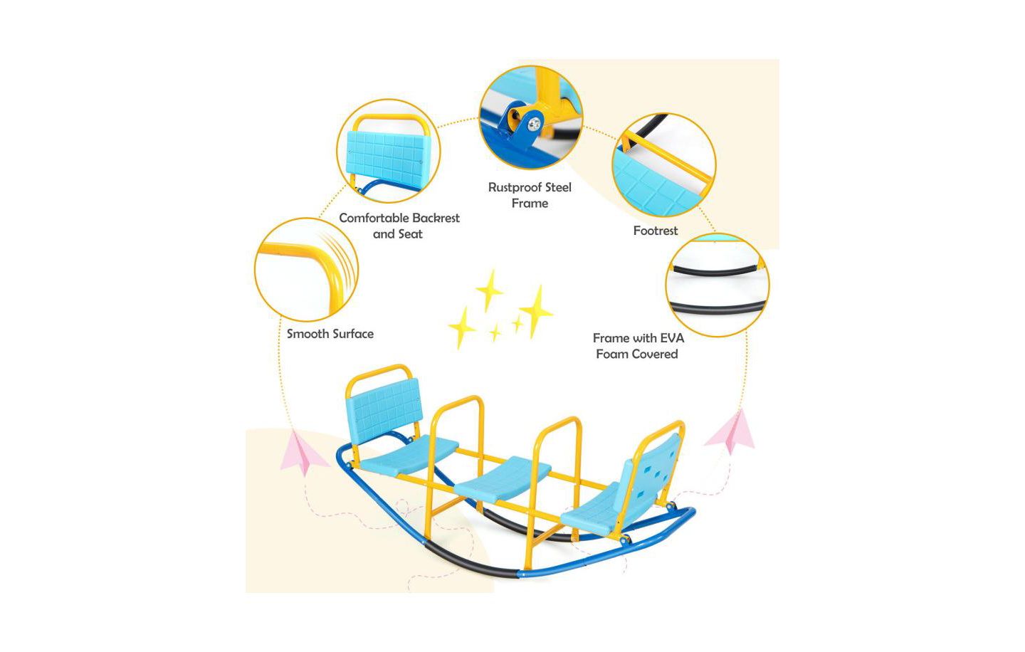 Детская игрушка Slickblue Outdoor Kids Seesaw Swivel Teeter for 3 to 8 Years Old, цвет: Синий — фото 5