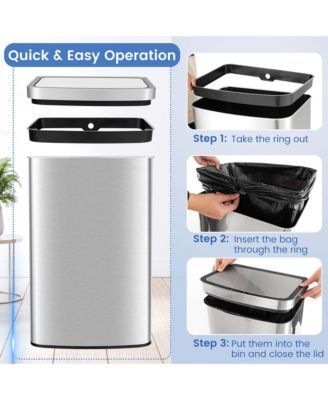13.2 Gallon Step Trash Can Stainless Steel Airtight Garbage Bin for Home Kitchen