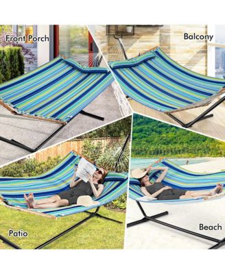 Patio Hammock Foldable Portable Swing Chair Bed with Detachable Pillow
