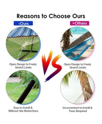 Hammock Chair Stand Set Cotton Swing with Pillow Cup Holder Indoor Outdoor