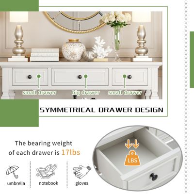 Retro Console Table with Drawers and Shelf