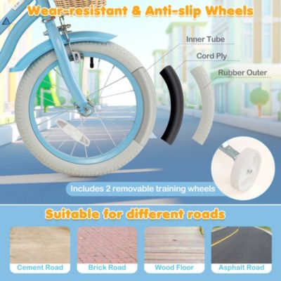 16" Kid s Bike with Training Wheels Adjustable Handlebar Seat Handbrake