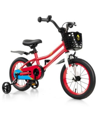 14'' Kid's Bike with Removable Training Wheels & Basket for 3-5 Years Old