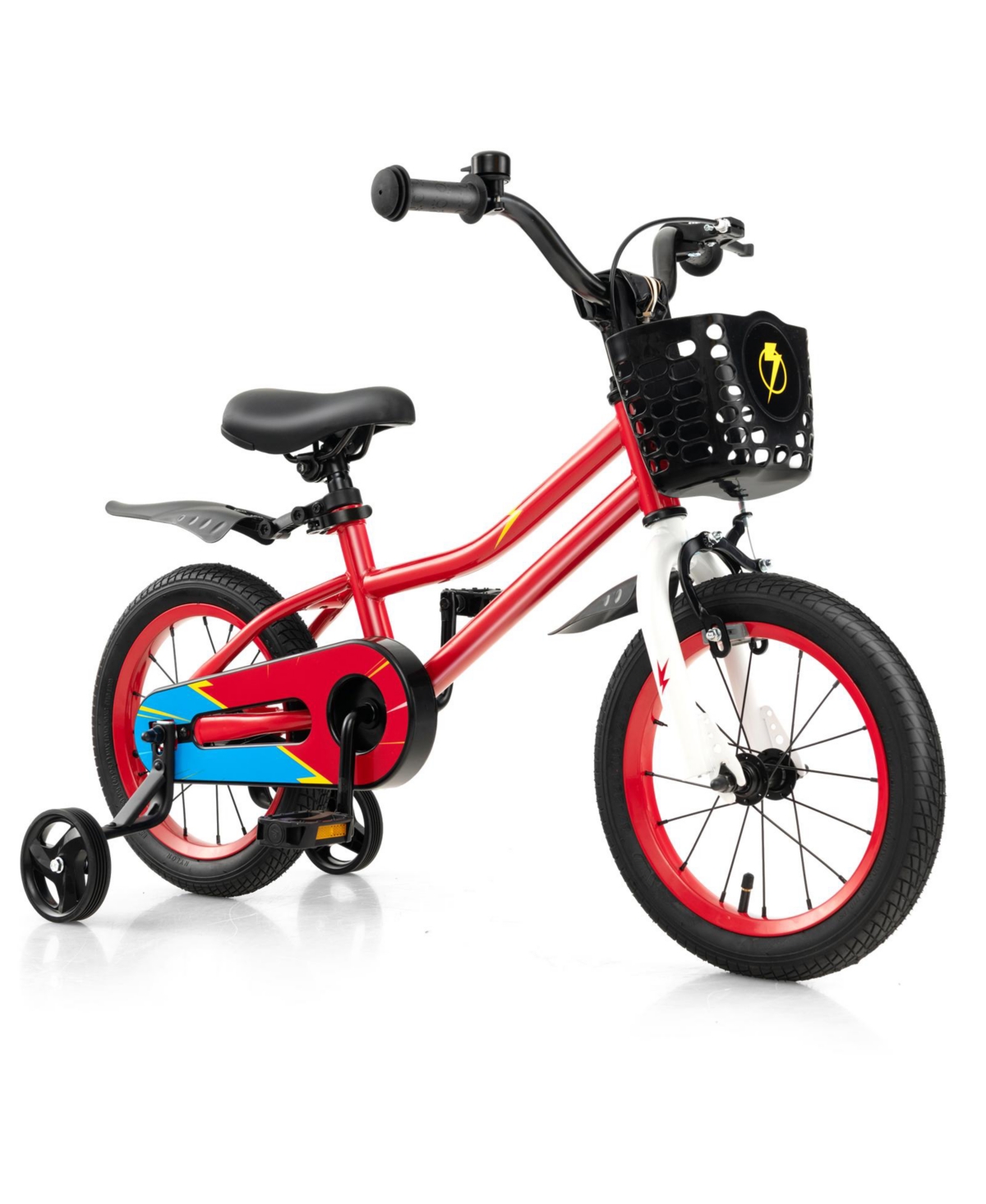 Costway Kid s Bike with Removable Training Wheels & Basket for 3-5 Years Old