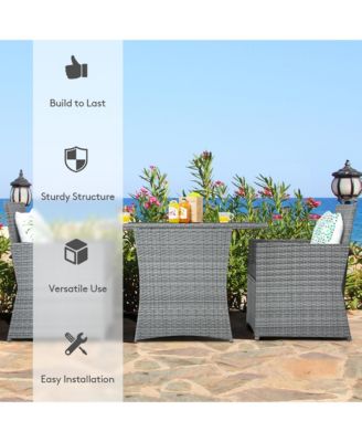 3PCS Patio Rattan Furniture Set Cushioned Sofa Armrest Garden