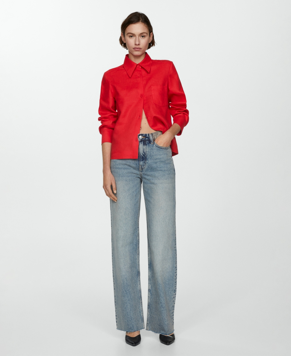 MANGO WOMEN'S LINEN SHIRT 