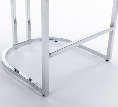 Velvet Bar Stools Set of 2 with Chromed Metal Base Legs