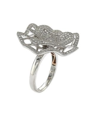 Suzy Levian Sterling Silver Cubic Zirconia Pave Flower Ring